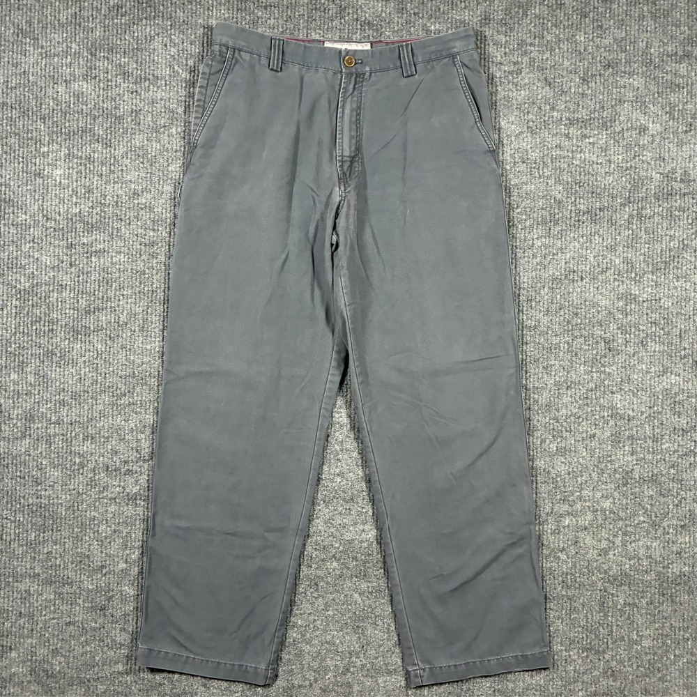 IZOD Mens Chino Pants Size 34x32 Gray Straight Fit Casual Cotton Flat Front